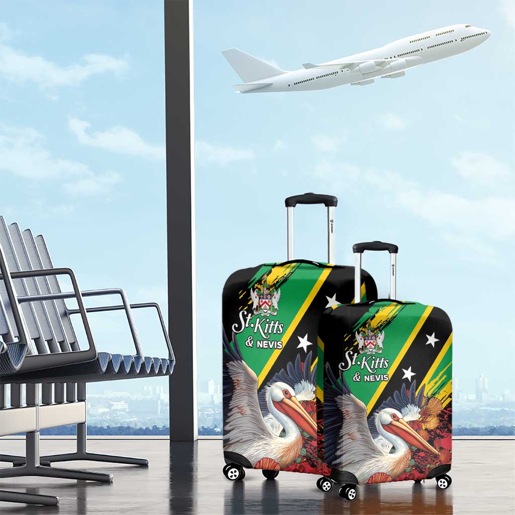 Saint Kitts and Nevis Pelican Luggage Cover Royal Poinciana Flowers - Wonder Print Shop