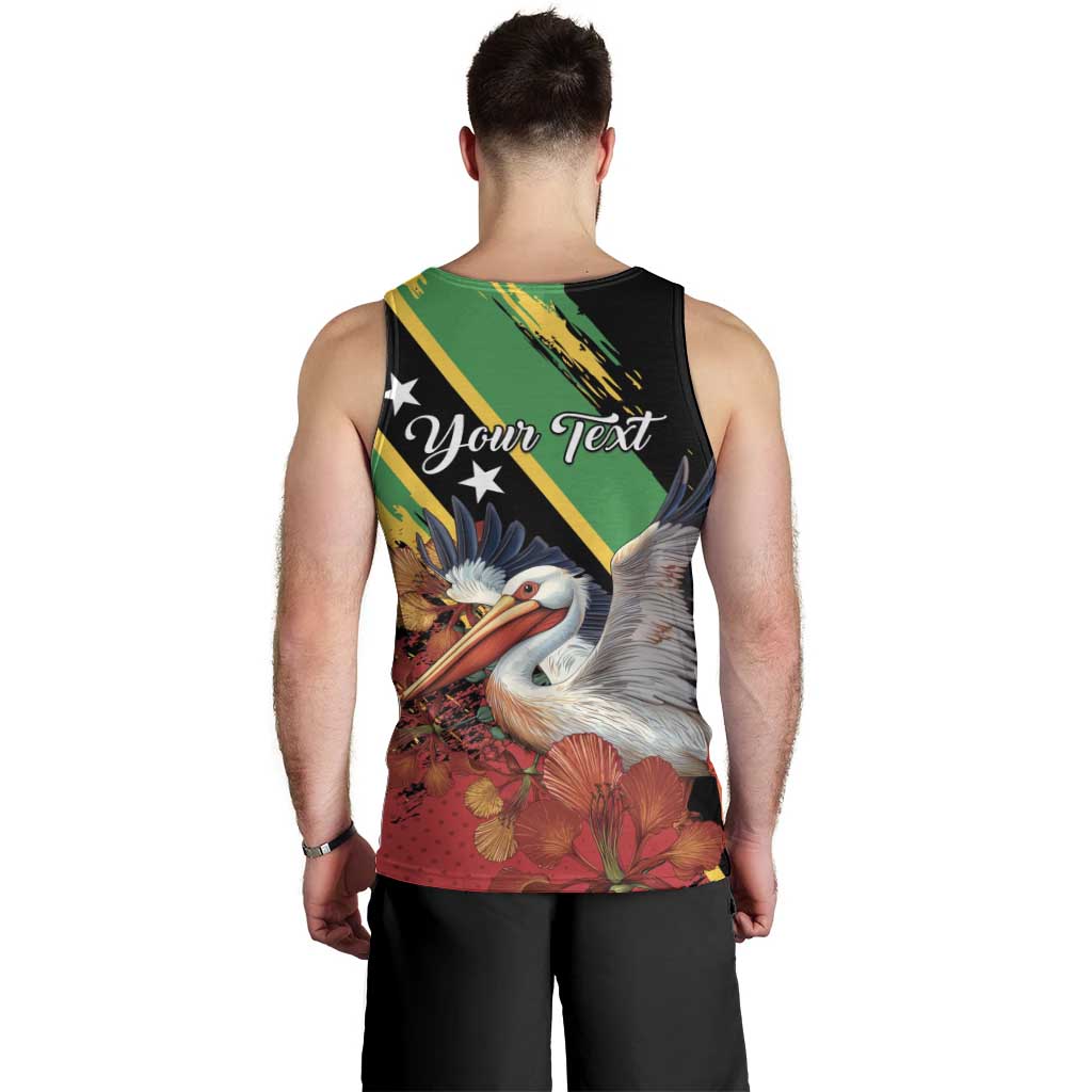Personalized Saint Kitts and Nevis Pelican Men Tank Top Royal Poinciana Flowers - Wonder Print Shop