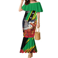 Personalized Saint Kitts and Nevis Pelican Mermaid Dress Royal Poinciana Flowers - Wonder Print Shop
