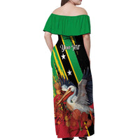 Personalized Saint Kitts and Nevis Pelican Off Shoulder Maxi Dress Royal Poinciana Flowers - Wonder Print Shop