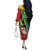 Personalized Saint Kitts and Nevis Pelican Off The Shoulder Long Sleeve Dress Royal Poinciana Flowers - Wonder Print Shop