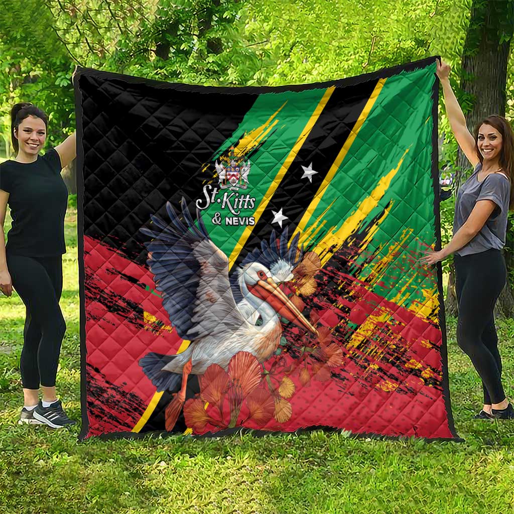 Saint Kitts and Nevis Pelican Quilt Royal Poinciana Flowers - Wonder Print Shop