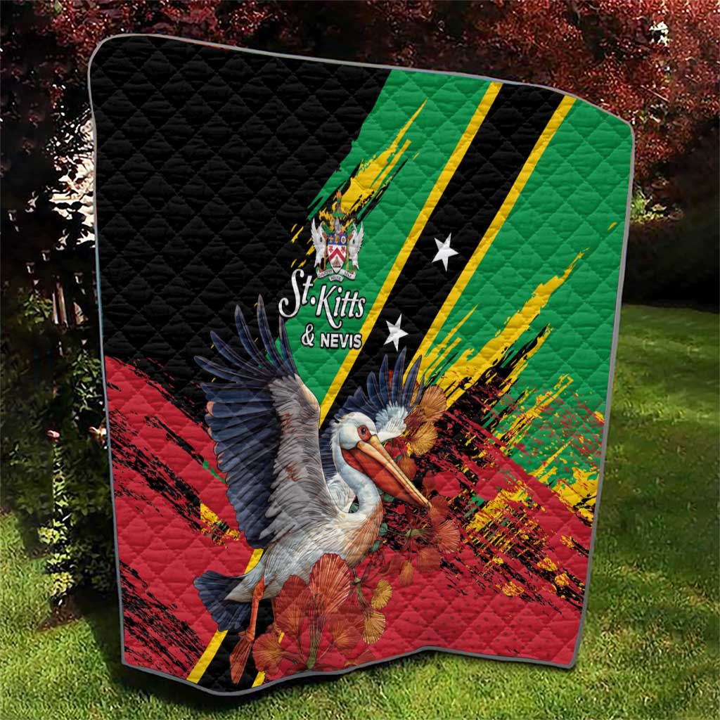 Saint Kitts and Nevis Pelican Quilt Royal Poinciana Flowers - Wonder Print Shop