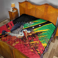 Saint Kitts and Nevis Pelican Quilt Royal Poinciana Flowers - Wonder Print Shop
