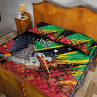 Saint Kitts and Nevis Pelican Quilt Bed Set Royal Poinciana Flowers - Wonder Print Shop