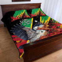 Saint Kitts and Nevis Pelican Quilt Bed Set Royal Poinciana Flowers - Wonder Print Shop