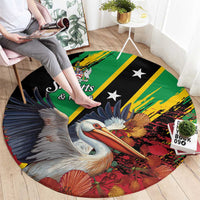 Saint Kitts and Nevis Pelican Round Carpet Royal Poinciana Flowers - Wonder Print Shop