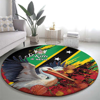 Saint Kitts and Nevis Pelican Round Carpet Royal Poinciana Flowers - Wonder Print Shop