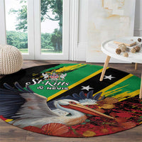 Saint Kitts and Nevis Pelican Round Carpet Royal Poinciana Flowers - Wonder Print Shop