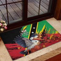 Saint Kitts and Nevis Pelican Rubber Doormat Royal Poinciana Flowers - Wonder Print Shop