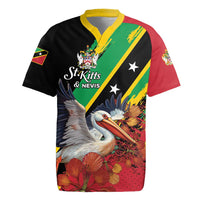 Personalized Saint Kitts and Nevis Pelican Rugby Jersey Royal Poinciana Flowers - Wonder Print Shop