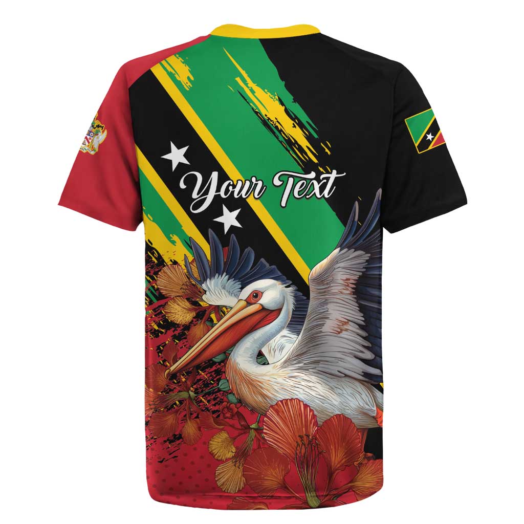 Personalized Saint Kitts and Nevis Pelican Rugby Jersey Royal Poinciana Flowers - Wonder Print Shop