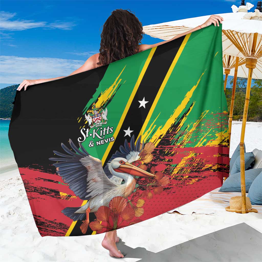 Saint Kitts and Nevis Pelican Sarong Royal Poinciana Flowers - Wonder Print Shop
