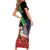 Personalized Saint Kitts and Nevis Pelican Short Sleeve Bodycon Dress Royal Poinciana Flowers - Wonder Print Shop