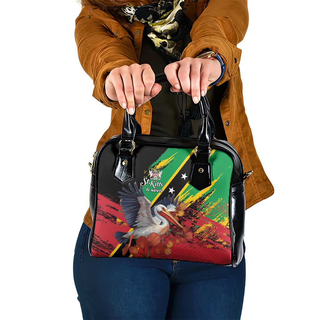 Saint Kitts and Nevis Pelican Shoulder Handbag Royal Poinciana Flowers - Wonder Print Shop