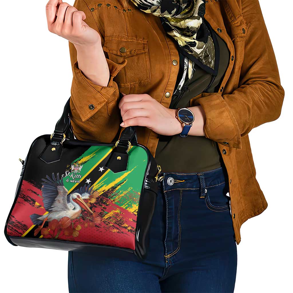 Saint Kitts and Nevis Pelican Shoulder Handbag Royal Poinciana Flowers - Wonder Print Shop