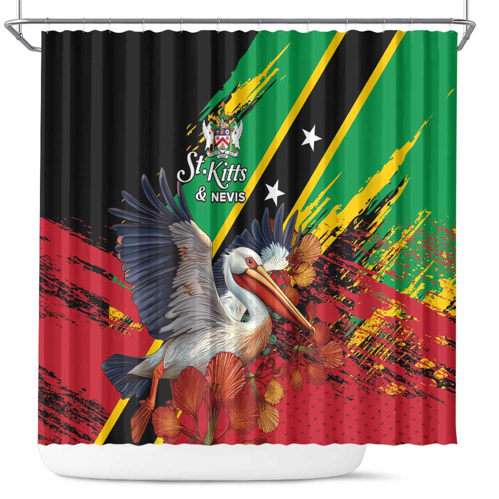 Saint Kitts and Nevis Pelican Shower Curtain Royal Poinciana Flowers - Wonder Print Shop