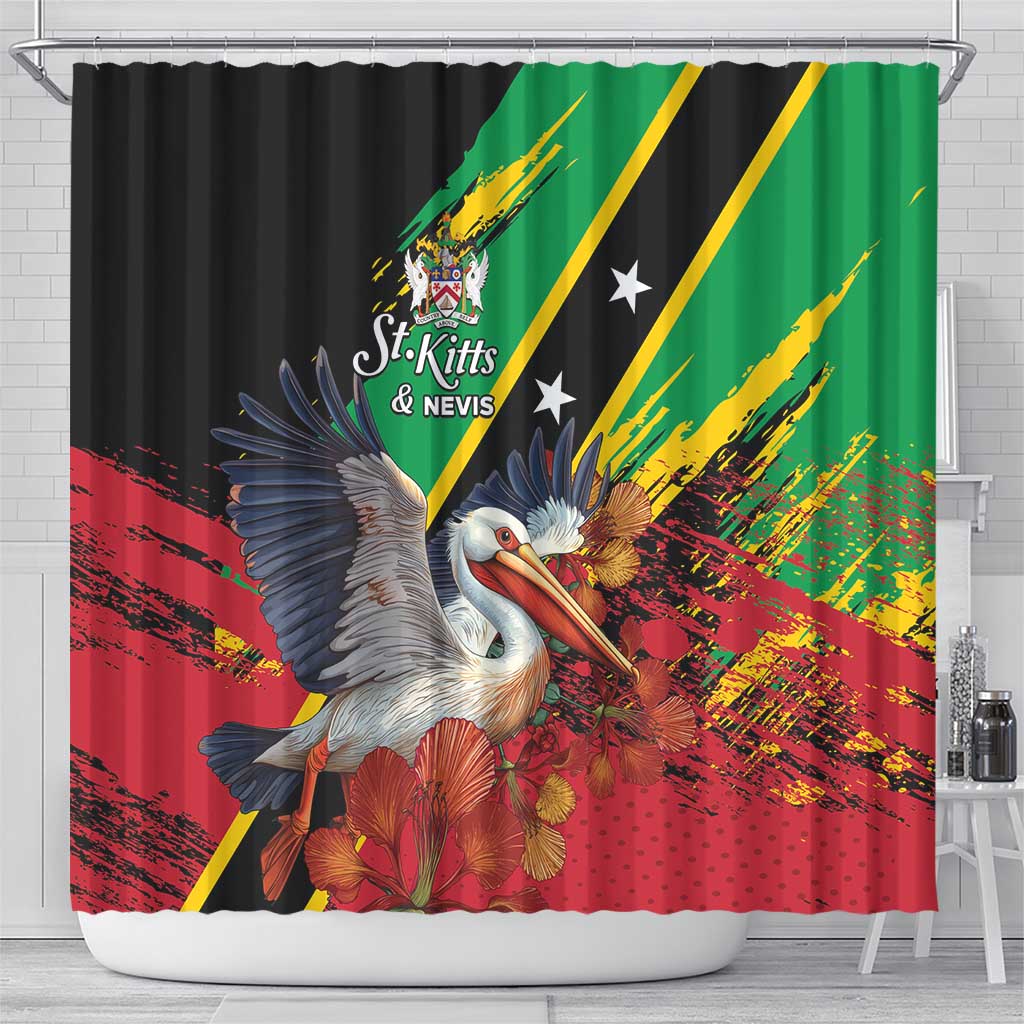 Saint Kitts and Nevis Pelican Shower Curtain Royal Poinciana Flowers - Wonder Print Shop