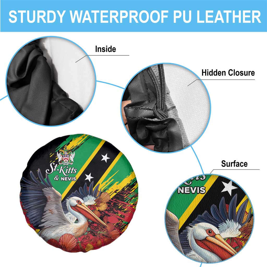 Saint Kitts and Nevis Pelican Spare Tire Cover Royal Poinciana Flowers - Wonder Print Shop