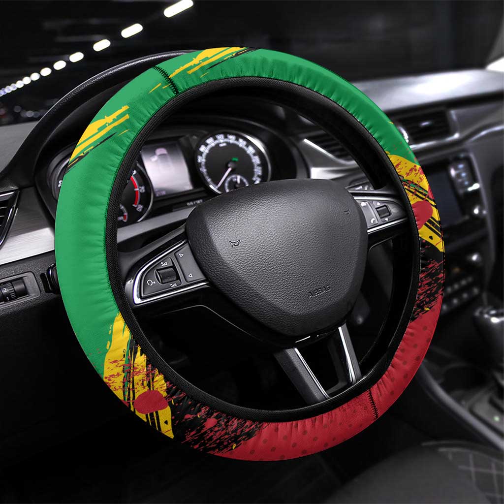 Saint Kitts and Nevis Pelican Steering Wheel Cover Royal Poinciana Flowers - Wonder Print Shop