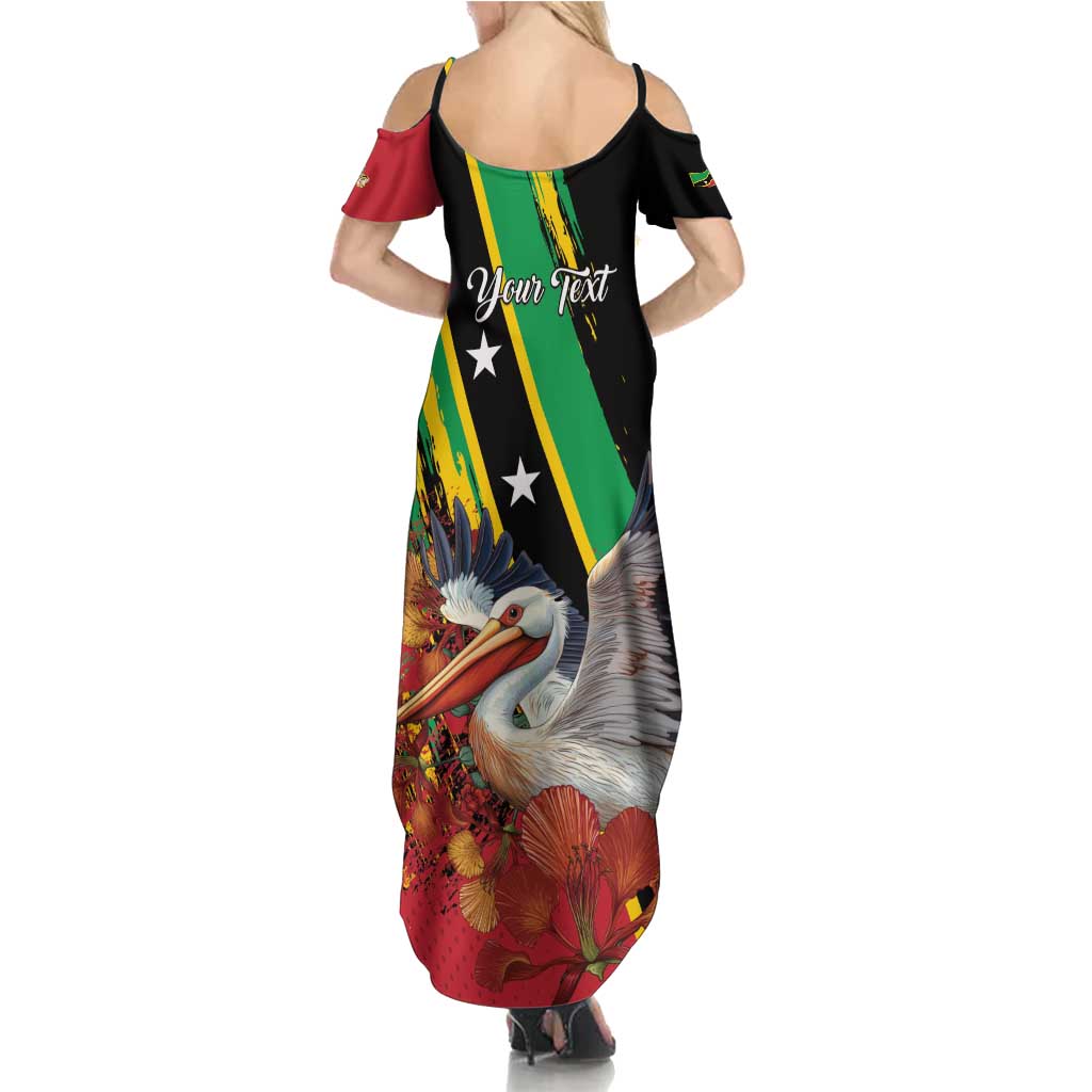 Personalized Saint Kitts and Nevis Pelican Summer Maxi Dress Royal Poinciana Flowers - Wonder Print Shop