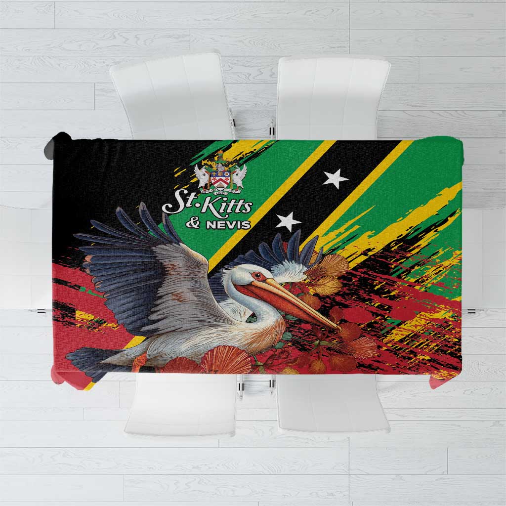 Saint Kitts and Nevis Pelican Tablecloth Royal Poinciana Flowers - Wonder Print Shop