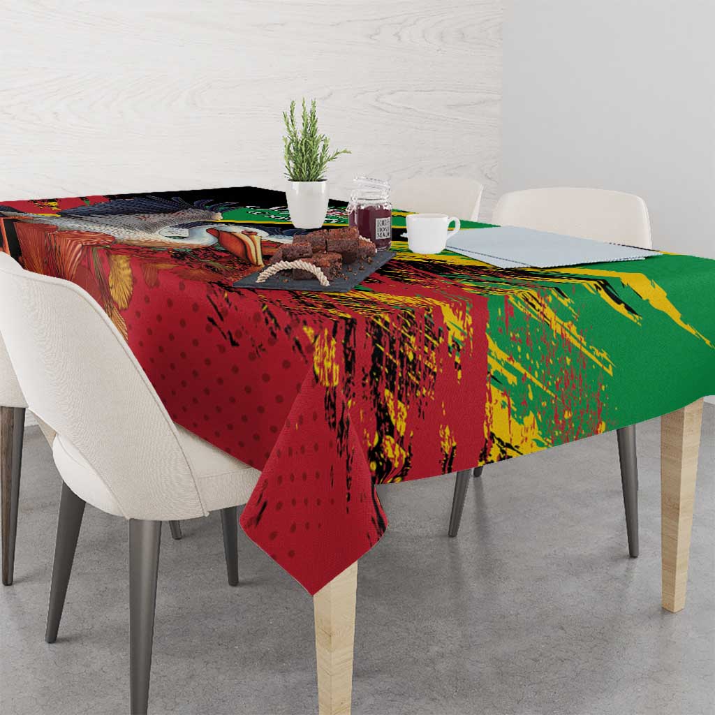 Saint Kitts and Nevis Pelican Tablecloth Royal Poinciana Flowers - Wonder Print Shop