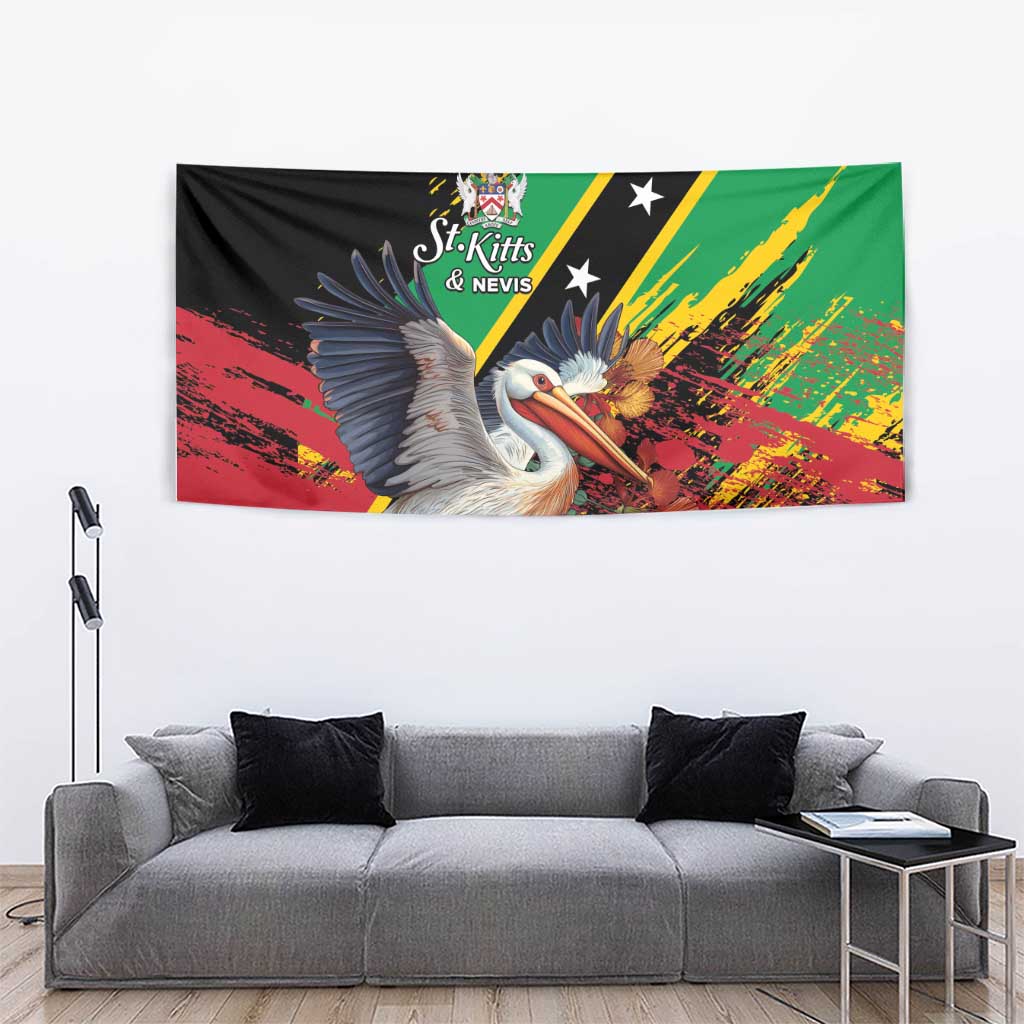 Saint Kitts and Nevis Pelican Tapestry Royal Poinciana Flowers - Wonder Print Shop