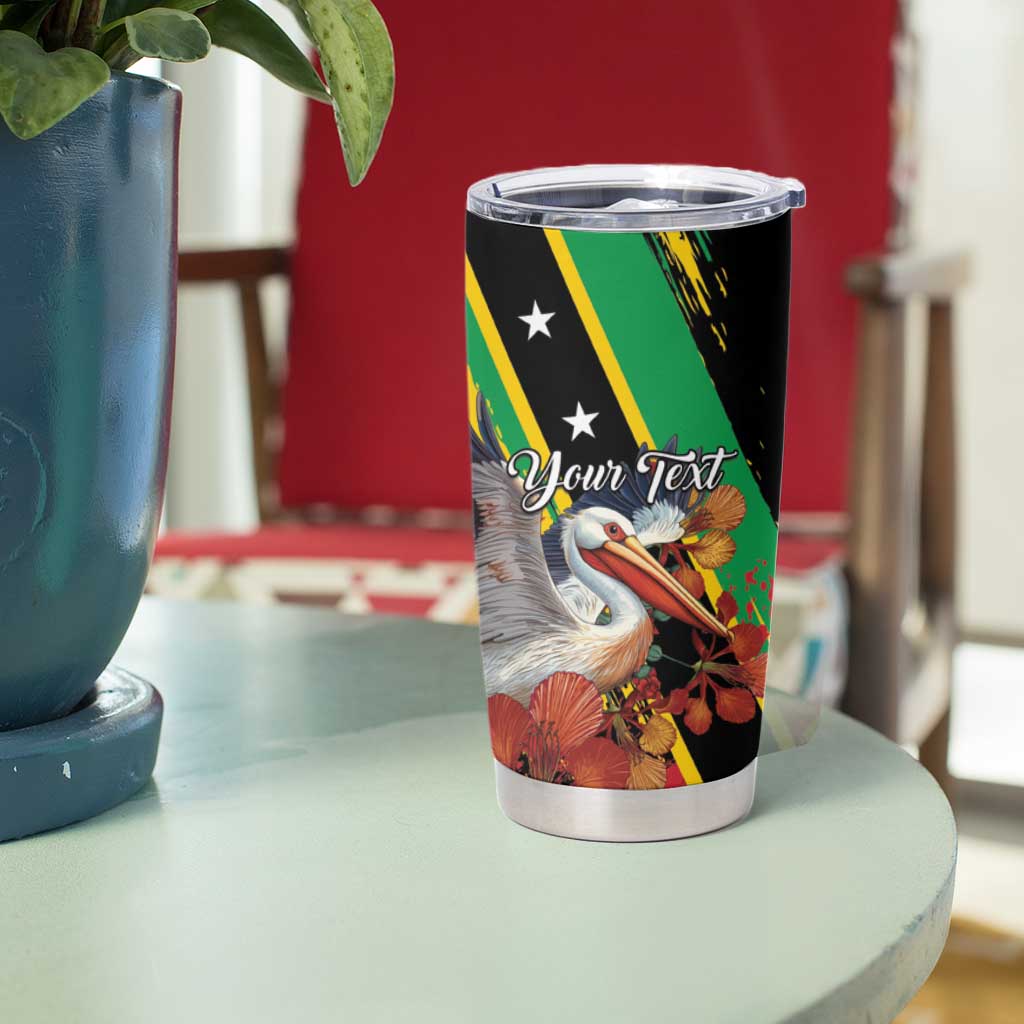 Personalized Saint Kitts and Nevis Pelican Tumbler Cup Royal Poinciana Flowers - Wonder Print Shop