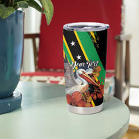 Personalized Saint Kitts and Nevis Pelican Tumbler Cup Royal Poinciana Flowers - Wonder Print Shop