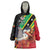 Personalized Saint Kitts and Nevis Pelican Wearable Blanket Hoodie Royal Poinciana Flowers - Wonder Print Shop