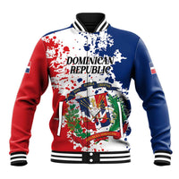 Personalized Dominican Republic Restoration Day Baseball Jacket Coat Of Arms Flag Colors - Wonder Print Shop
