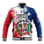 Personalized Dominican Republic Restoration Day Baseball Jacket Coat Of Arms Flag Colors - Wonder Print Shop