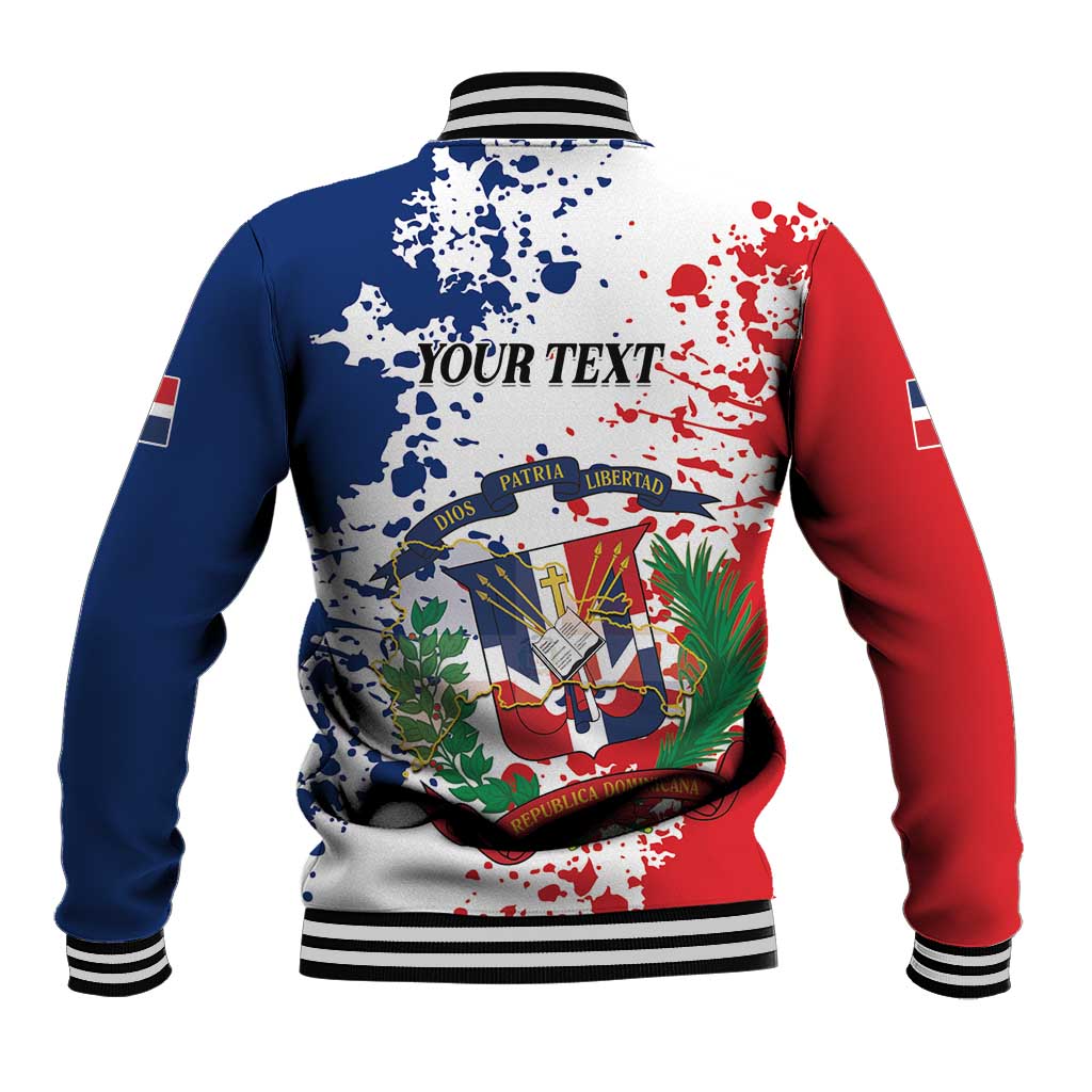 Personalized Dominican Republic Restoration Day Baseball Jacket Coat Of Arms Flag Colors - Wonder Print Shop