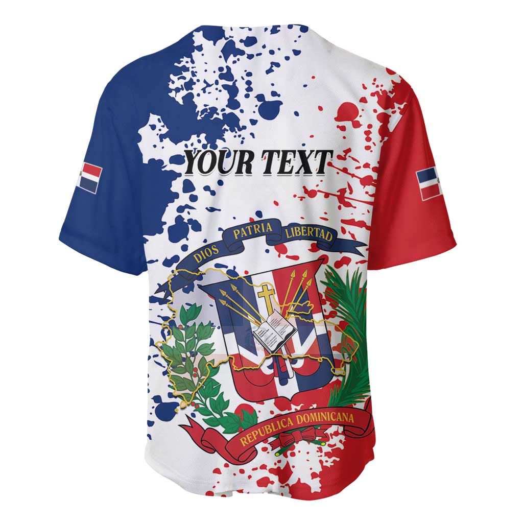 Personalized Dominican Republic Restoration Day Baseball Jersey Coat Of Arms Flag Colors - Wonder Print Shop