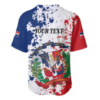 Personalized Dominican Republic Restoration Day Baseball Jersey Coat Of Arms Flag Colors - Wonder Print Shop