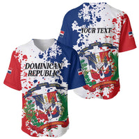 Personalized Dominican Republic Restoration Day Baseball Jersey Coat Of Arms Flag Colors - Wonder Print Shop