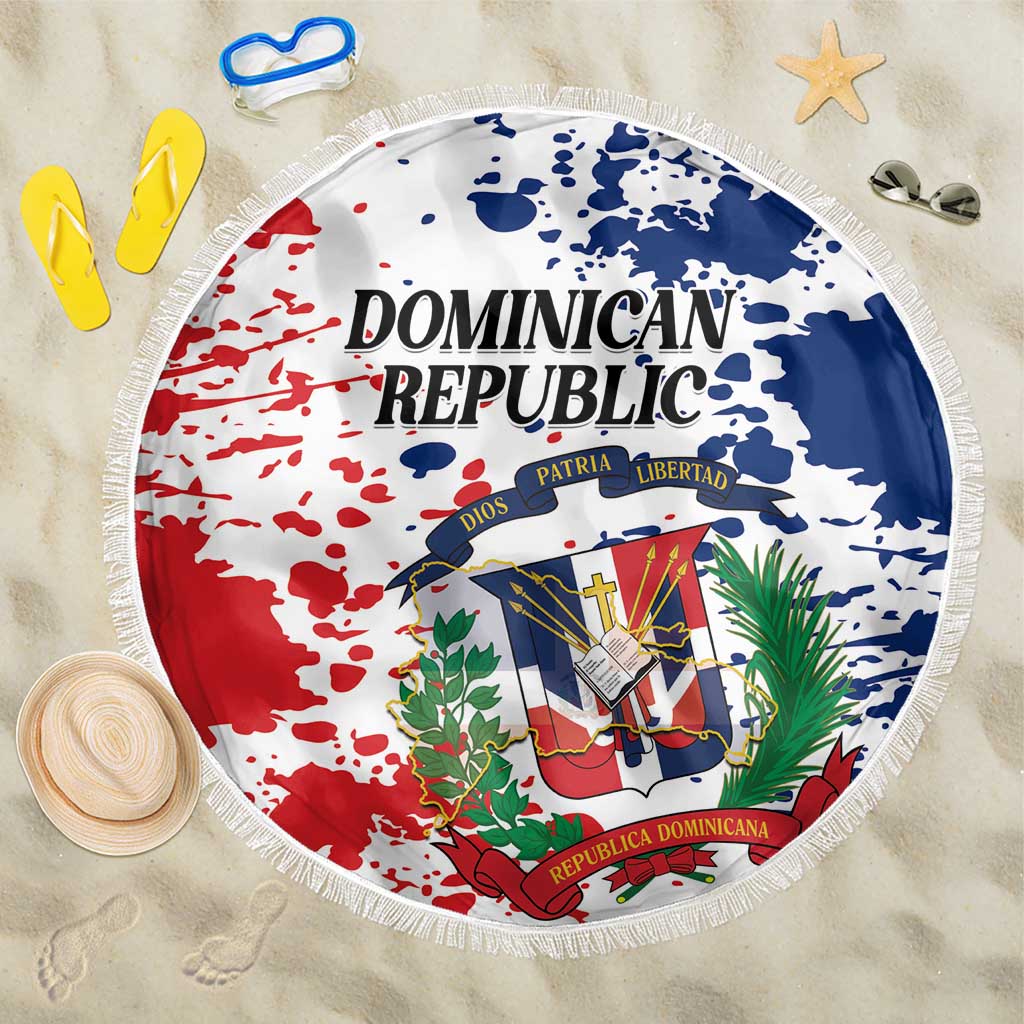 Dominican Republic Restoration Day Beach Blanket Coat Of Arms Flag Colors - Wonder Print Shop