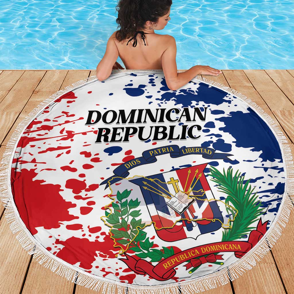 Dominican Republic Restoration Day Beach Blanket Coat Of Arms Flag Colors - Wonder Print Shop