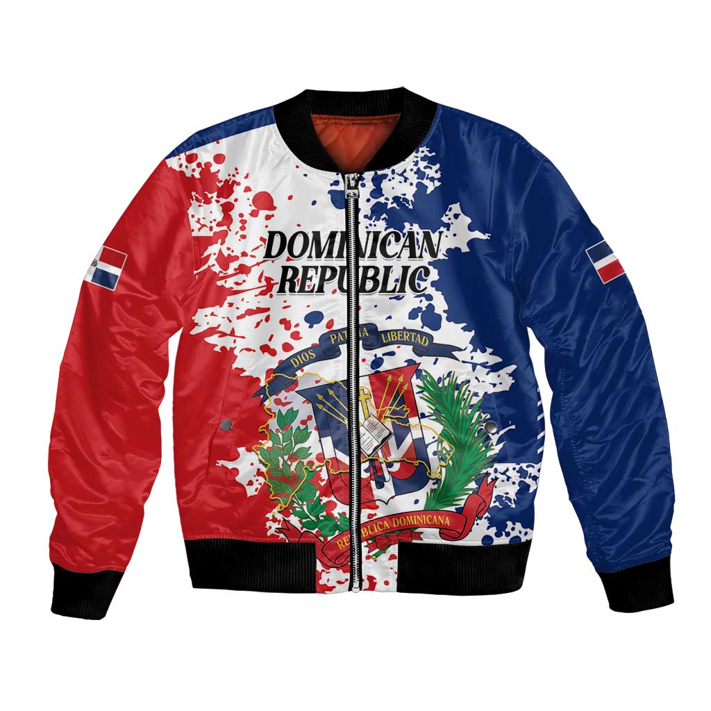 Personalized Dominican Republic Restoration Day Bomber Jacket Coat Of Arms Flag Colors - Wonder Print Shop