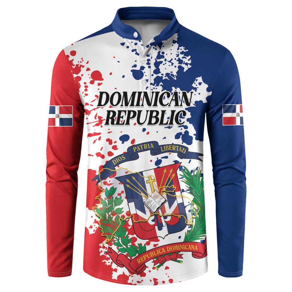 Personalized Dominican Republic Restoration Day Button Sweatshirt Coat Of Arms Flag Colors - Wonder Print Shop