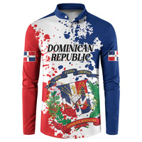 Personalized Dominican Republic Restoration Day Button Sweatshirt Coat Of Arms Flag Colors - Wonder Print Shop