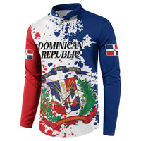 Personalized Dominican Republic Restoration Day Button Sweatshirt Coat Of Arms Flag Colors - Wonder Print Shop