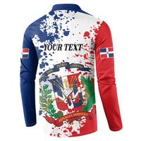 Personalized Dominican Republic Restoration Day Button Sweatshirt Coat Of Arms Flag Colors - Wonder Print Shop