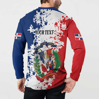 Personalized Dominican Republic Restoration Day Button Sweatshirt Coat Of Arms Flag Colors - Wonder Print Shop