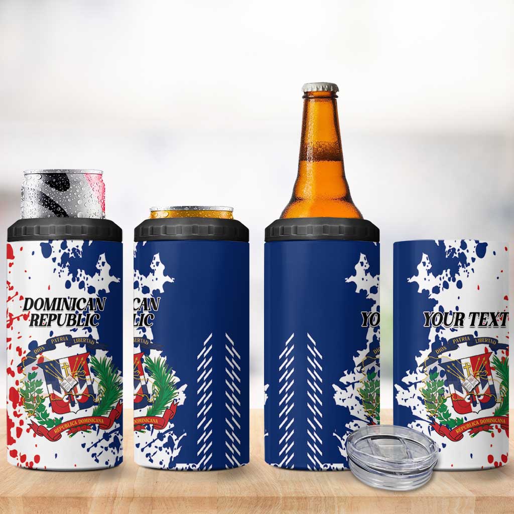 Personalized Dominican Republic Restoration Day 4 in 1 Can Cooler Tumbler Coat Of Arms Flag Colors - Wonder Print Shop