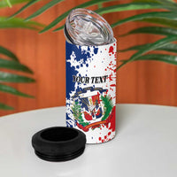 Personalized Dominican Republic Restoration Day 4 in 1 Can Cooler Tumbler Coat Of Arms Flag Colors - Wonder Print Shop