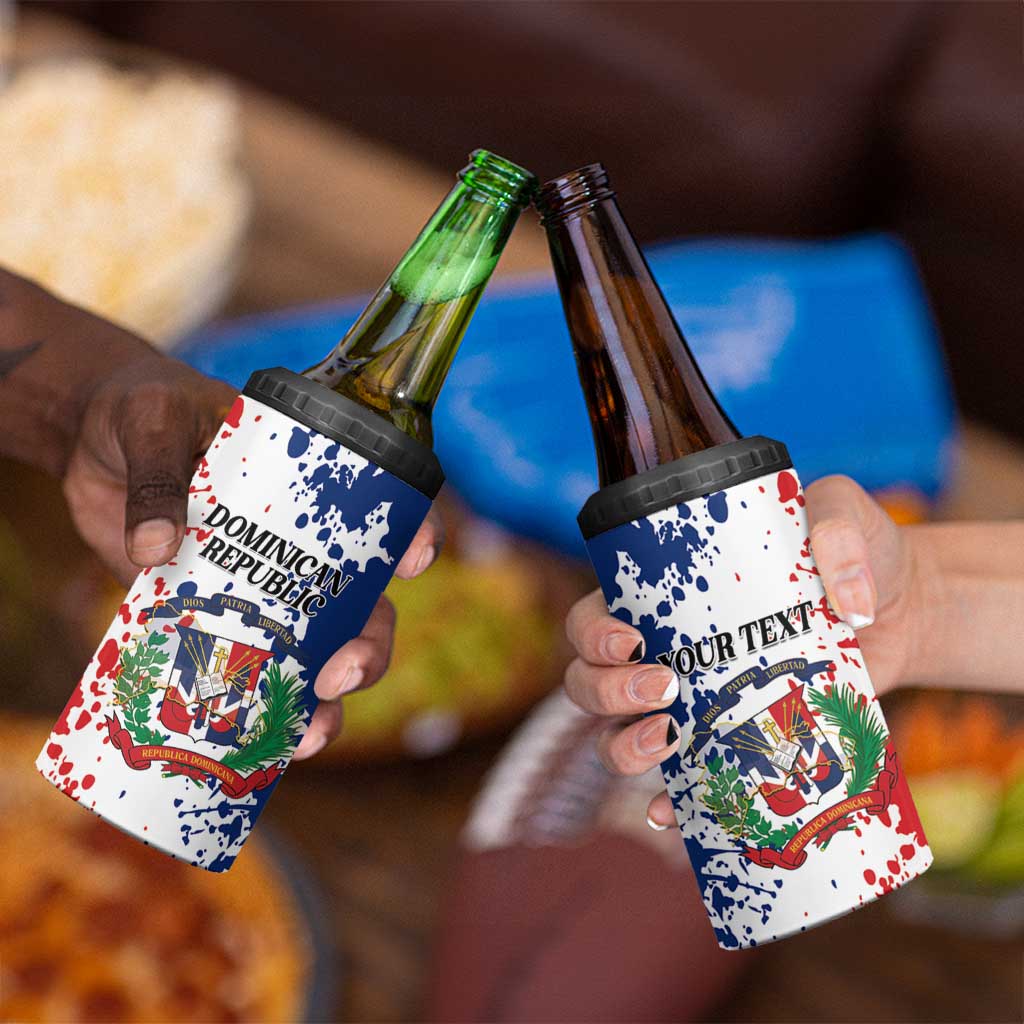 Personalized Dominican Republic Restoration Day 4 in 1 Can Cooler Tumbler Coat Of Arms Flag Colors - Wonder Print Shop