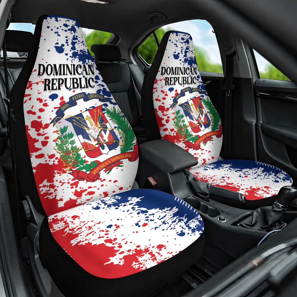 Dominican Republic Restoration Day Car Seat Cover Coat Of Arms Flag Colors - Wonder Print Shop
