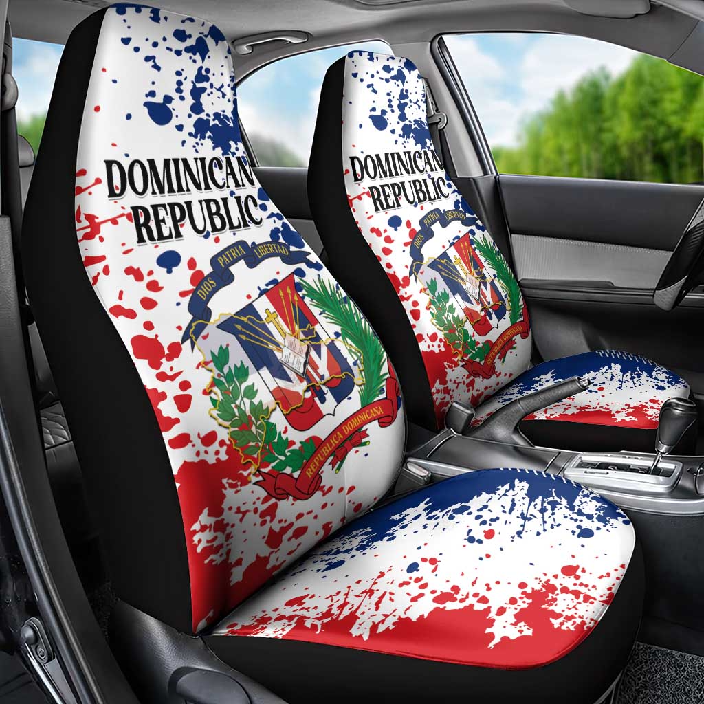 Dominican Republic Restoration Day Car Seat Cover Coat Of Arms Flag Colors - Wonder Print Shop